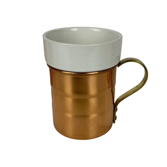 Vintage Baker Hart & Stuart Copper & Ceramic Mugs Set Of 4 Turkish Coffee Tea - Picture 3 of 7